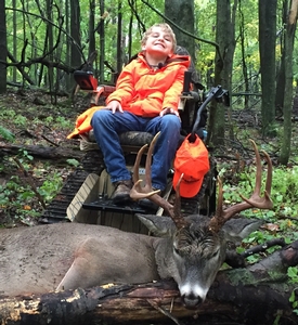 Check this video out in video gallery of the Buffalo county 10 pointer killed by Jake aged 10 out of his ACTION TRACK CHAIR.  